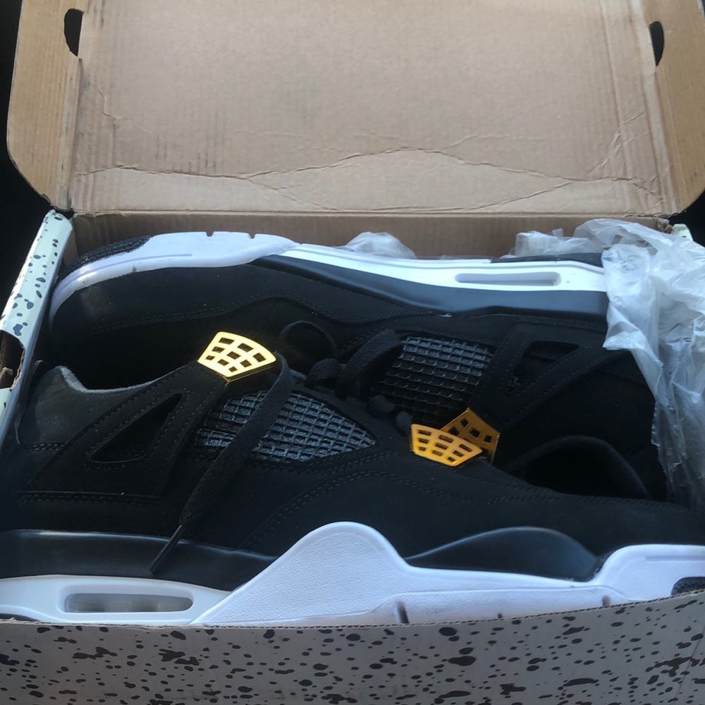 READ DESC! Nike Air Jordan 4 Royalty Mens 11 Black White Gold Metallic Flight